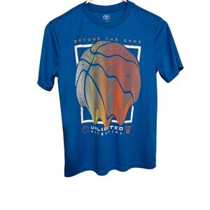 Athletic Works T-Shirt Graphic Basketball Blue Activewear Tee Kids‎ Size L-EUC